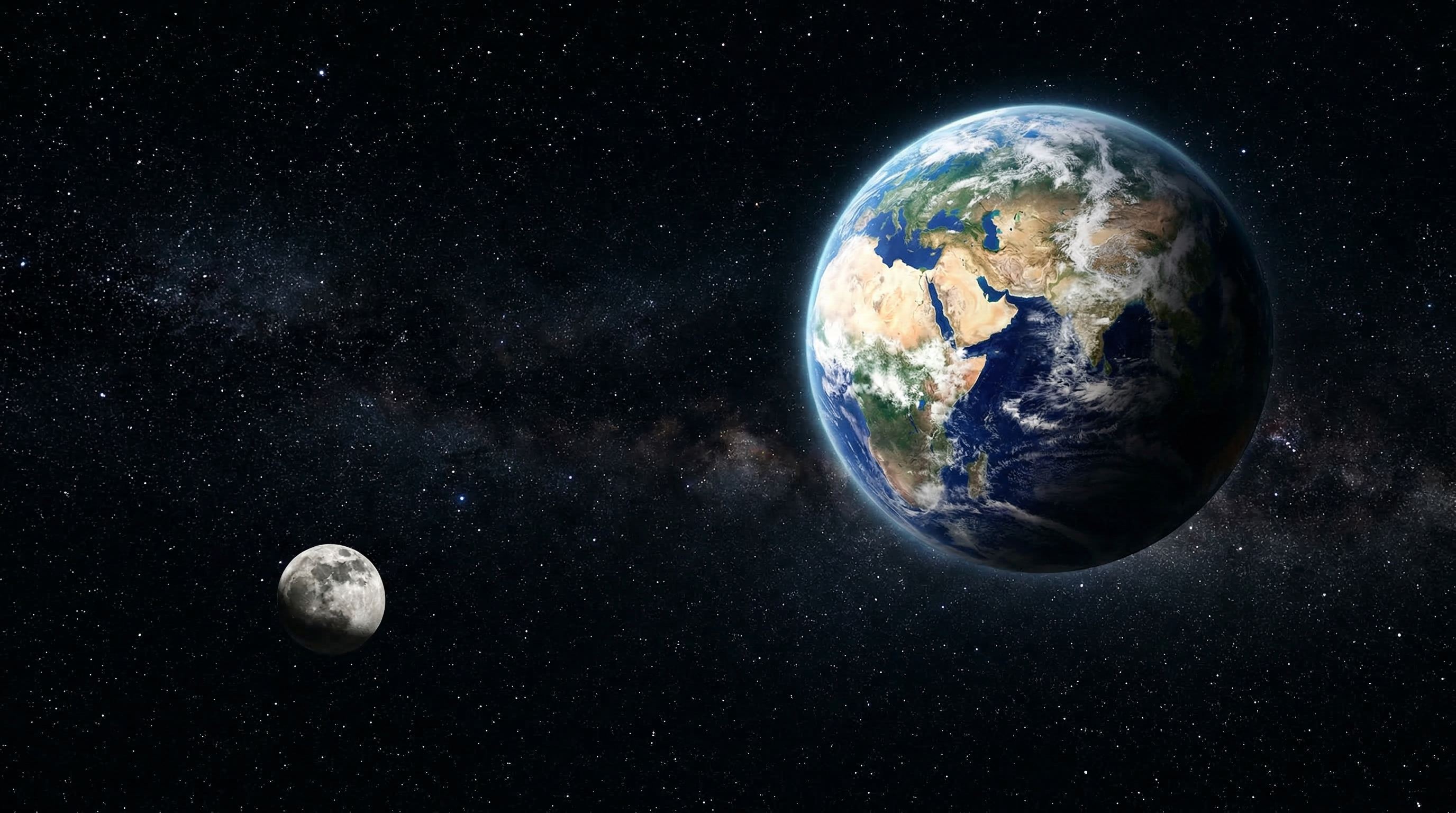 Earth and Moon in Space